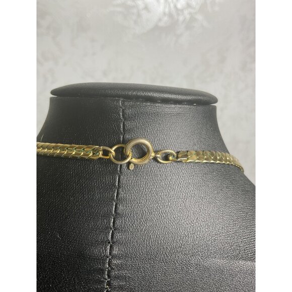 Gold Tone Multi-Loop Crescent Moon Necklace Spring Ring Closure - Picture 4 of 4